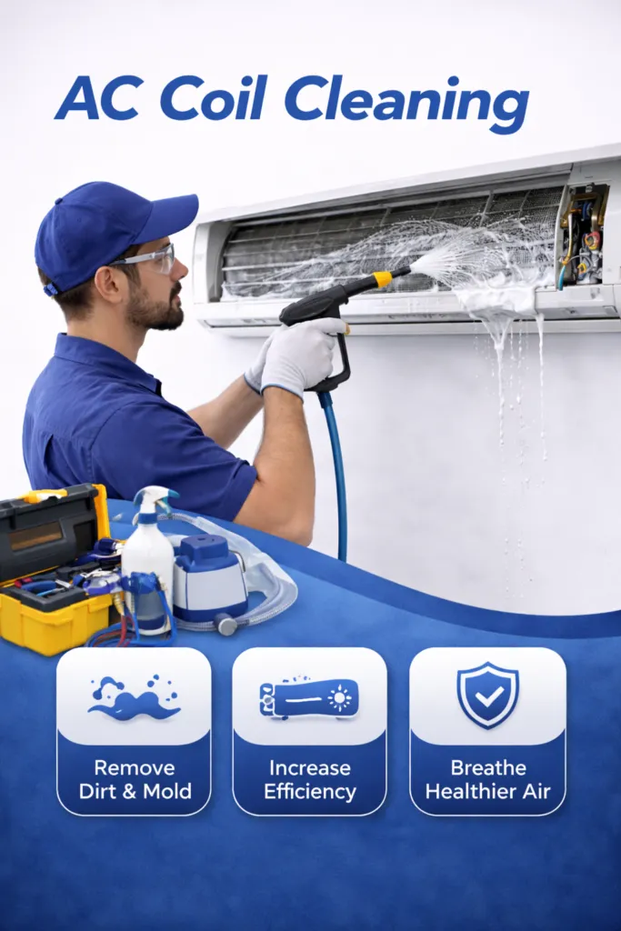 AC Coil Cleaning Dubai Air conditioning coil cleaning AC cooling efficiency HVAC coil maintenance Coil cleaning services UAE
