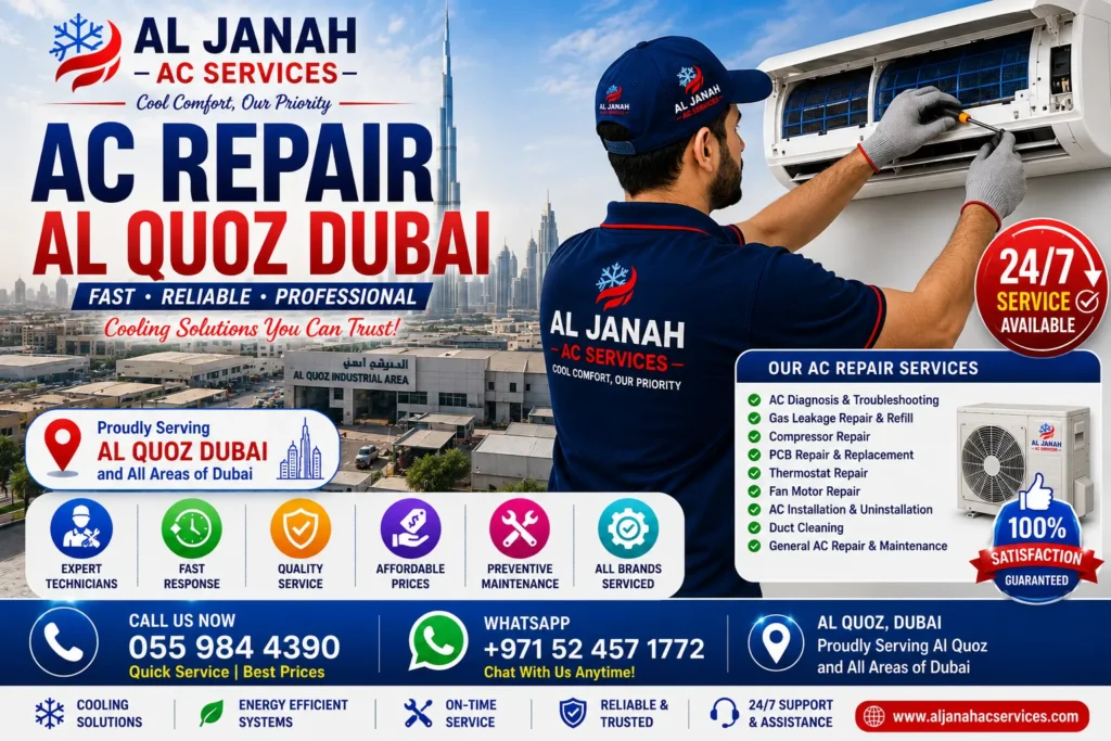 AC Repair Al Quoz Dubai technician repairing air conditioning system