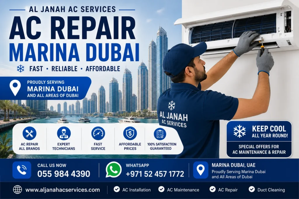 AC Repair Marina Dubai technician providing professional air conditioning repair service